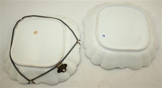 Three Worcester The Music Pattern dessert dishes, Flight period, largest 30cm